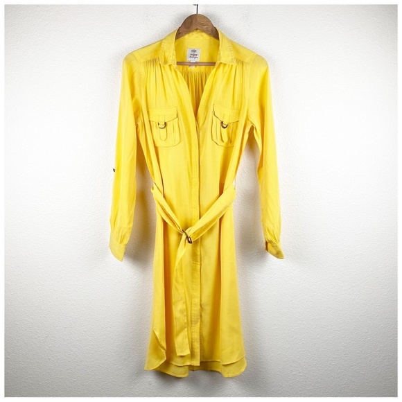 Suzi Chin for Maggy‎ Boutique Yellow Shirt Dress Size 6 - Picture 2 of 8